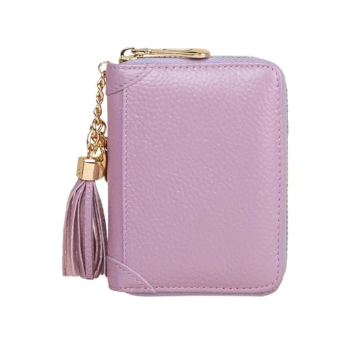 HABNI Smart Wallet Rfid Blocking Lederetui Für Damen, Echtes Leder Kreditkartenhalter Mit Edelstahl Reißverschluss Kompakt Für 22 Karten In Weinrot 1 Stück von HABNI