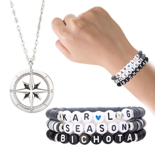 HABNI Stray Kids Halskette Armband Set 3 Armbänder + 1 Anhänger Fanartikel Kpop Fans Merch Accessoires Konzert Geschenkidee Silber Schwarz Grau Standard HABNI Stray Kids Halskette Armband Set 3 Armbänder + 1 Anhänger Fanartikel Kpop Fans Merch Accessoires Konzert Geschenkidee Silber Schwarz Grau Standard von HABNI