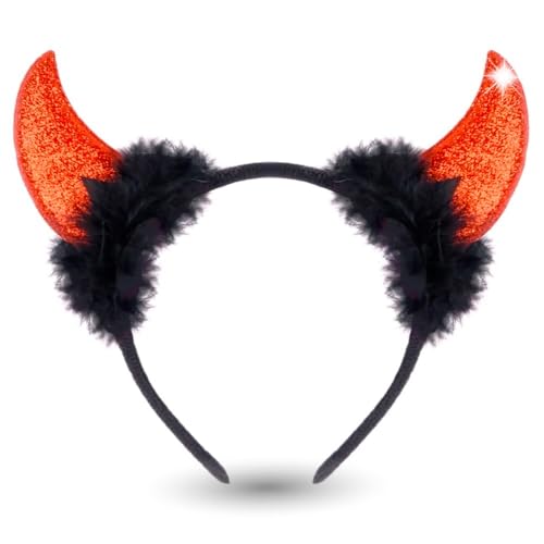 Teufelsohren rot als Kopfbedeckung Teufelshörner Teufel Accessoire zu Kostüm Damen & Kinder an Fasching & Karneval & Halloween von HABNI