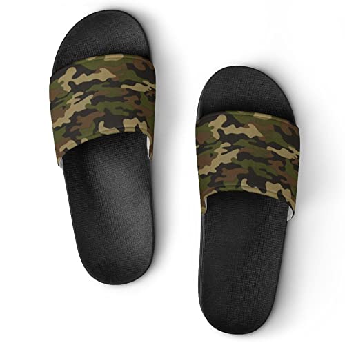 HABXNJF Duschpantoffeln, Armee Camouflage Slider für Männer und Frauen, rutschfeste Slides für Indoor, Outdoor, Schwarz , 39 1/3 EU von HABXNJF