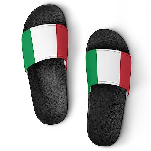 HABXNJF Duschpantoffeln, Italien Flagge Slider für Männer und Frauen, rutschfeste Slides für Indoor, Outdoor, Schwarze Italien-Flagge, 42.5 EU von HABXNJF