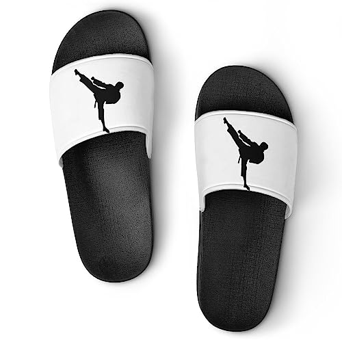 HABXNJF Duschpantoffeln, Taekwondo Kampfsport Slider für Männer und Frauen, rutschfeste Slides für Indoor, Outdoor, Schwarze Taekwondo Kampfsport, 43.5 EU von HABXNJF