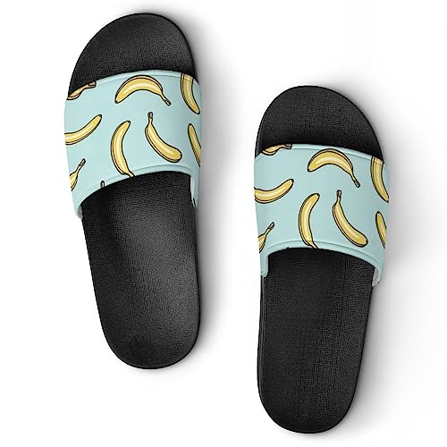 HABXNJF Duschpantoffeln, gelbe Bananen-Slider für Männer und Frauen, rutschfeste Slides für Indoor, Outdoor, Schwarz-gelbe Banane, 37 1/3 EU von HABXNJF