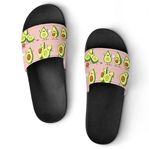 HABXNJF Duschpantoffeln, lustige Avocado-Slider für Männer und Frauen, rutschfeste Slides für Indoor, Outdoor, Schwarze lustige Avocado, 38 2/3 EU von HABXNJF