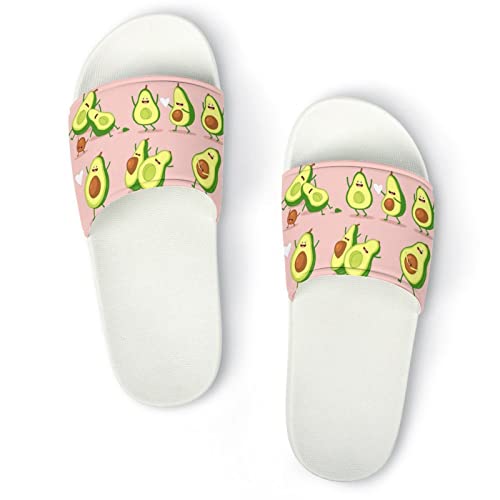 HABXNJF Duschpantoffeln, lustige Avocado-Slider für Männer und Frauen, rutschfeste Slides für Indoor, Outdoor, Weiße lustige Avocado, 41 1/3 EU von HABXNJF