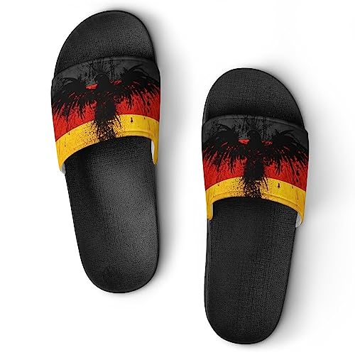 HABXNJF Duschpantoffeln Deutschland Flagge Adler Sliders für Damen und Herren rutschfeste Slides, Schwarz Deutschland Flagge Adler, 43.5 EU von HABXNJF