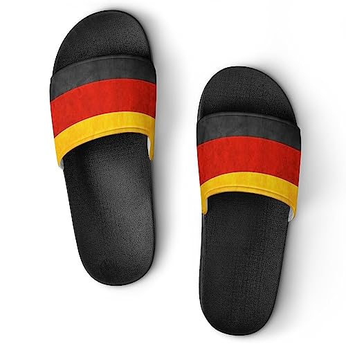 HABXNJF Duschpantoffeln Deutschland Flagge Sliders für Damen und Herren rutschfeste Slides, Schwarze Deutschlandflagge, 42 1/3 EU von HABXNJF