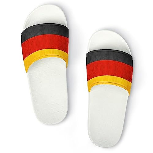 HABXNJF Duschpantoffeln Deutschland Flagge Sliders für Damen und Herren rutschfeste Slides, Weiße Deutschlandfahne, 43.5 EU von HABXNJF