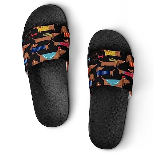 HABXNJF Duschpantoffeln I Love My Dog Dackel Slider für Männer und Frauen, rutschfeste Slides für Indoor, Outdoor, Schwarzer I Love My Dog Dackel, 37 1/3 EU von HABXNJF