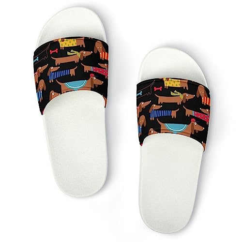 HABXNJF Duschpantoffeln I Love My Dog Dackel Slider für Männer und Frauen, rutschfeste Slides für Indoor, Outdoor, White I Love My Dog Dackel, 41 1/3 EU von HABXNJF