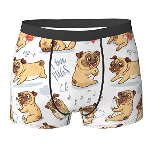 HABXNJF Herren-Boxershorts aus Mikrofaser, Mops-Hund, atmungsaktive Boxershorts für Herren, siehe abbildung, XXL von HABXNJF