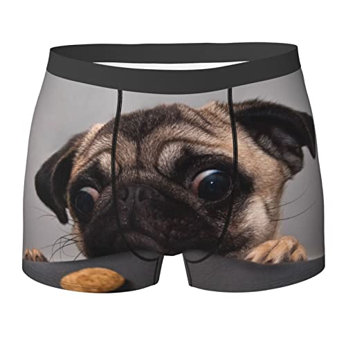 HABXNJF Herren-Boxershorts aus Mikrofaser, niedlicher Mops-Hund, atmungsaktive Herren-Boxershorts, siehe abbildung, XXL von HABXNJF