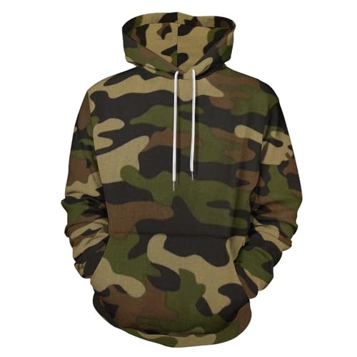 HABXNJF Kapuzen-Sweatshirt, Armee-Camouflage-Kapuzenpullover, modischer Kapuzenpullover mit Tasche für Herren und Damen, Armee Camouflage, 4X-Large von HABXNJF