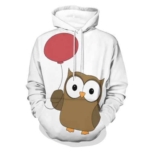 HABXNJF Kapuzen-Sweatshirt, Eule Ballon Hoodie, Mode Hoodie mit Tasche für Herren Damen, Eulenballon, M von HABXNJF