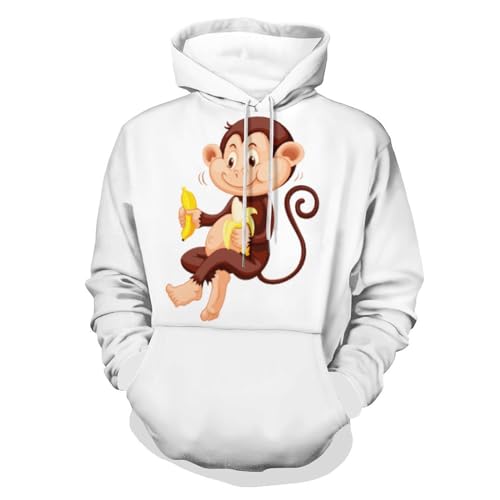 HABXNJF Kapuzen-Sweatshirt, Monkey Banana Hoodie, Fashion Hoodie mit Tasche für Herren Damen, Affe Banane, L von HABXNJF