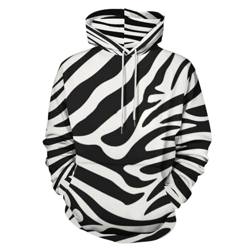 HABXNJF Kapuzen-Sweatshirt, Zebra Muster Hoodie, Mode Hoodie mit Tasche für Herren Damen, Zebramuster, L von HABXNJF