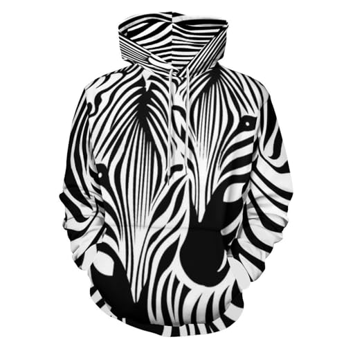 HABXNJF Kapuzen-Sweatshirt, abstraktes Tier, Zebra Hoodie, Mode Hoodie mit Tasche für Herren Damen, Abstraktes Tier Zebra, S von HABXNJF