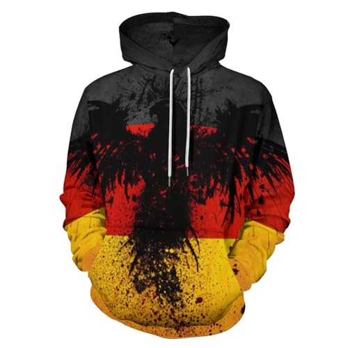 HABXNJF Kapuzenpullover Deutschland Flagge Adler Hoodie Mode Hoodie mit Tasche für Herren Damen, Deutschland Flagge Adler, XL von HABXNJF