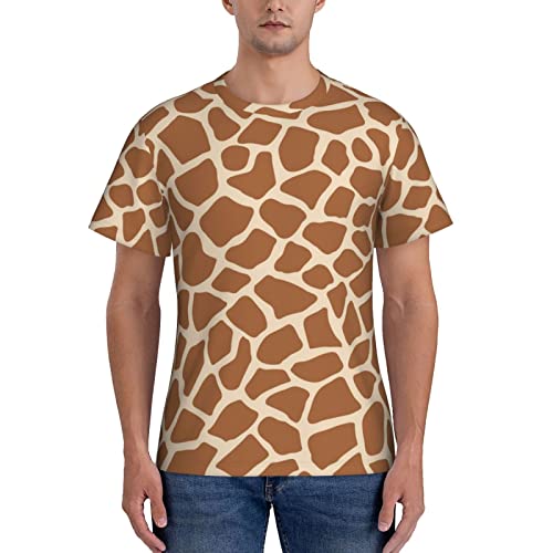 HABXNJF Slim Fit Gym Shirt, Giraffenmuster Tier Herren T-Shirt, Stretch Athletic Shirts für Herren, siehe abbildung, S von HABXNJF