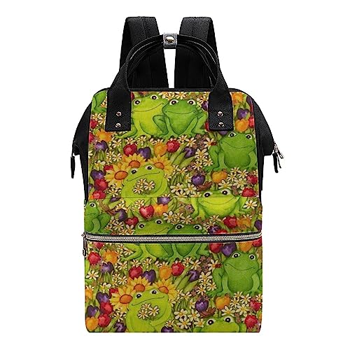 HABXNJF Wasserdichter Damen-Rucksack, Frosch-Wickeltasche, multifunktionaler Wickelrucksack mit Griff für Mama und Papa, frosch, 28 x 40 x 18 cm von HABXNJF