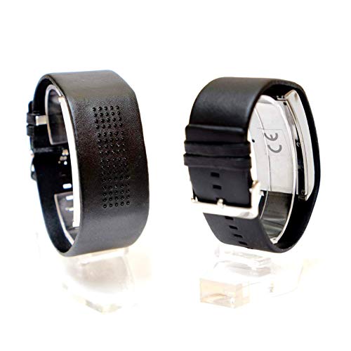 Binäruhr Herrenuhr Schwarz Binäre Armbanduhr Herren Kunstleder Armband Uhr Digital Binär Anzeige Silikonarmband von HAC24