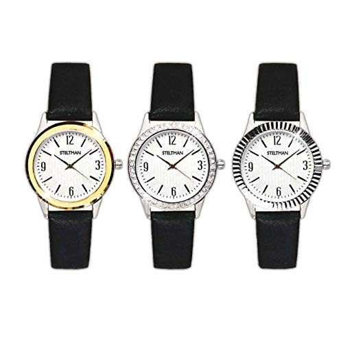 HAC24 Damen Armbanduhr inkl. 3 Wechselrahmen Damenuhr Frauen Uhr Analog Quartzuhr Kunstleder Armband Damenarmbanduhr von HAC24