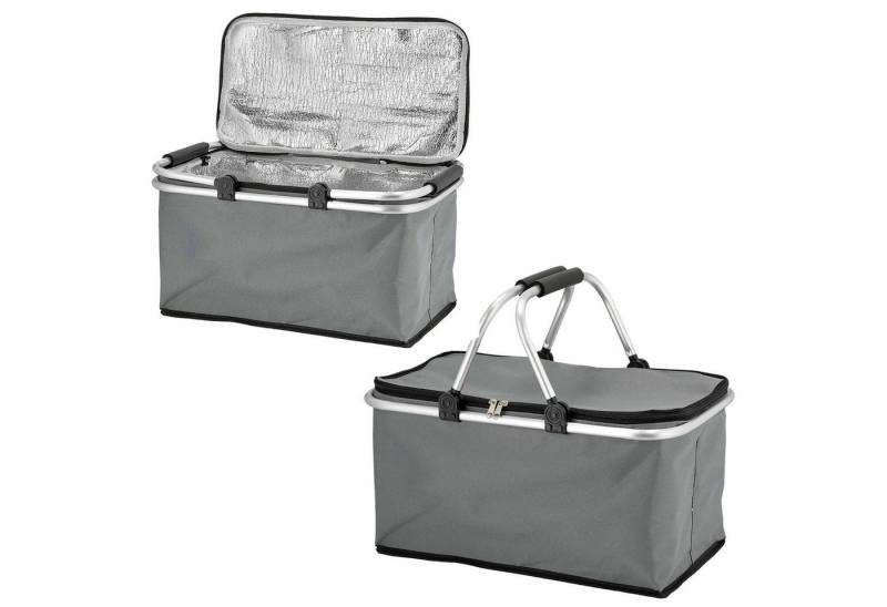 HAC24 Einkaufskorb Thermokorb Faltkorb Thermo Einkaufstasche mit Kühlfunktion Kühlkorb, 30 l, Grau, 46x23x27cm, Faltbar von HAC24