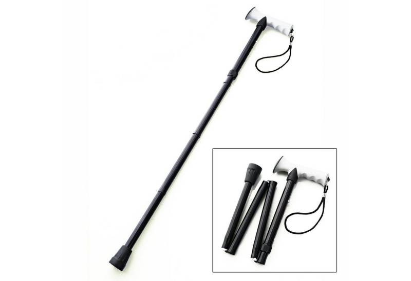 HAC24 Gehstock Gehhilfe Aluminium Gehstütze Schwarz Spazierstock mit Gelgriff, 1-tlg., Faltbar, Höhenverstellbar 83-93 cm von HAC24