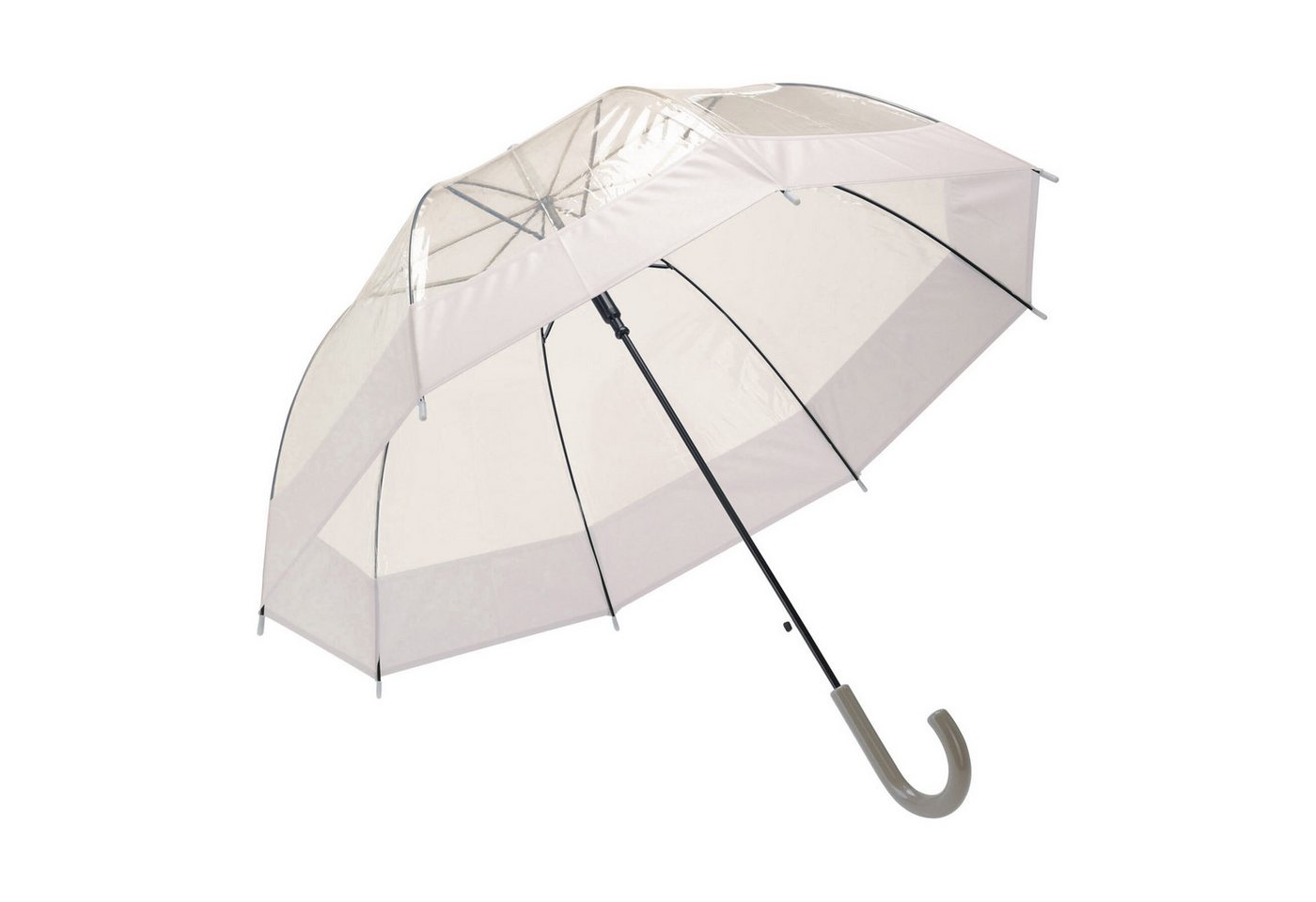 HAC24 Stockregenschirm Regenschirm Transparent Ø 85 cm Automatik Stockschirm Windfest, mit schwarzem oder beigem Rand von HAC24