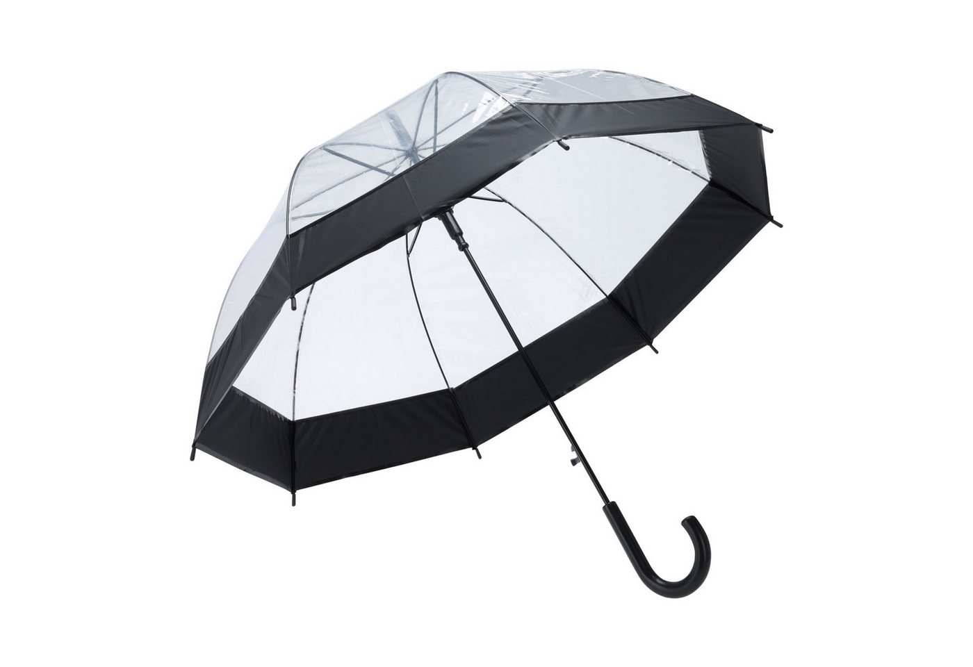 HAC24 Stockregenschirm Regenschirm Transparent Ø 85 cm Automatik Stockschirm Windfest, mit schwarzem oder beigem Rand von HAC24