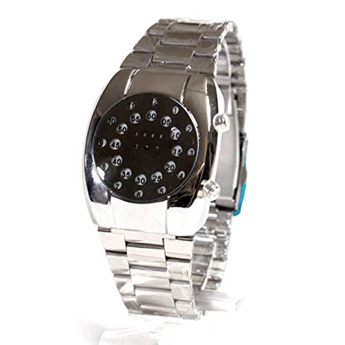 LED Armbanduhr Herren Edelstahl Uhr Chrom Armband Beleuchtete Herrenuhr Quarzuhr mit digitaler Anzeige von HAC24