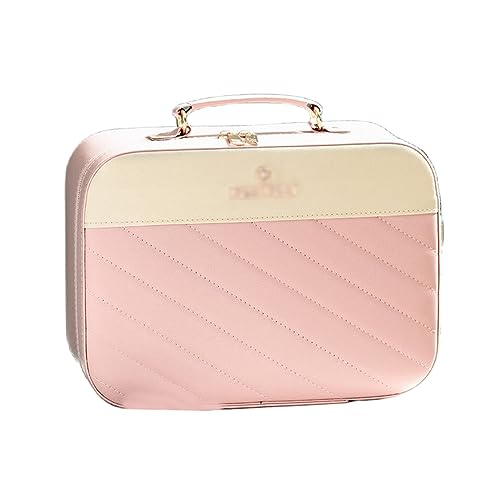 Karierte Make Up Tasche, Kosmetiktaschen Organizer, Kosmetiktasche Mit Spiegel, wasserdichte Kulturtasche, Make Up Taschen Für Frauen Auf Reisen,Rosa von HACLEN