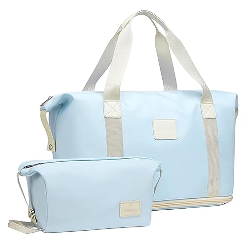 Reisetasche Für Männer Männer, Stilvolle Übernachtungstasche, Transportieren Sie Taschen Mit Nasse Tasche, Fitness -Tasche Für Reisen, Training, Sport,Blau von HACLEN