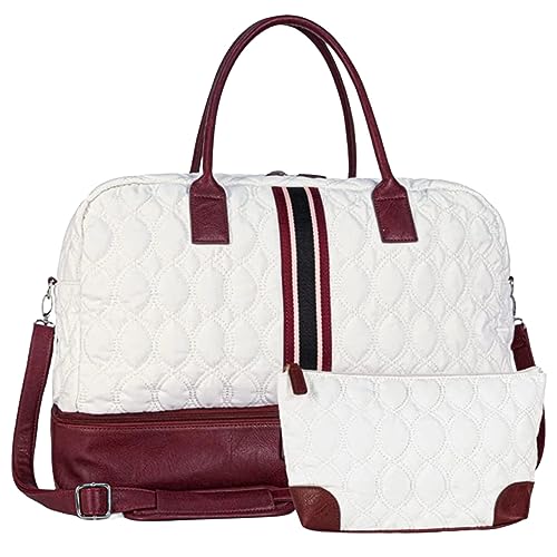 Weekender -Tasche Für Frauen, Kunstleder Über Nacht Tasche, Fahrbeutel Mit Toilettenbeutel Für Das Geschenke Von Travel Camping Business.,Weiß von HACLEN