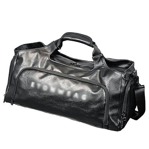 Weekender-Tasche Mit Schuhfach, Leder-Seesäcke Für Reisen, 20 L Handgepäck-Übernachtungstasche Für Damen Und Herren, Reisen, Fitnessstudio, Yoga,3 von HACLEN