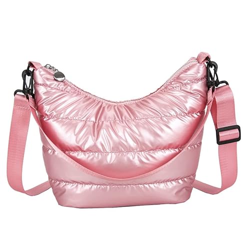 Damen Puffer Tote Bag Gesteppte Daunen Baumwolle Polsterung Schultertasche Puffy Tote Bag Designer Crossbody Handtasche, Pink von HACODAN