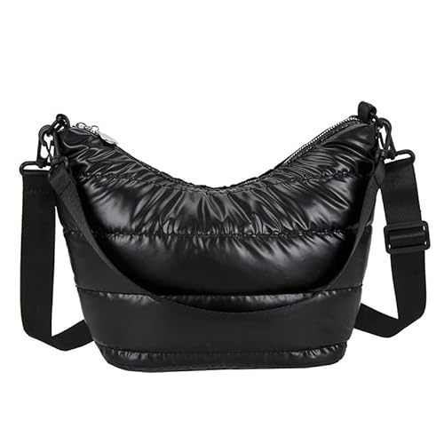 Damen Puffer Tote Bag Gesteppte Daunen Baumwolle Polsterung Schultertasche Puffy Tote Bag Designer Crossbody Handtasche, Schwarz von HACODAN