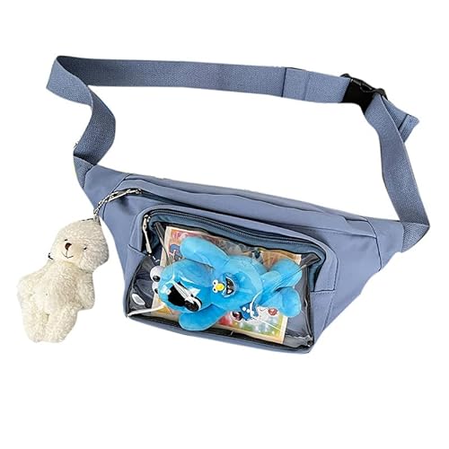HACODAN Fanny Pack Ita Bag Crossbody Kawaii Cute Pin Display Bag Messenger Japanische Hüfttasche für Mädchen, Blau von HACODAN