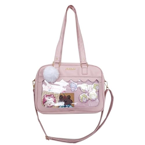 Ita Bag Crossbody Tragetasche Kawaii Niedliche Pin Display Tasche Messenger Japanisch Transparent Klar Schultertaschen, Rosa + Fellball Ita Bag Crossbody Tragetasche Kawaii Niedliche Pin Display Tasche Messenger Japanisch Transparent Klar Schultertaschen, Rosa + Fellball von HACODAN