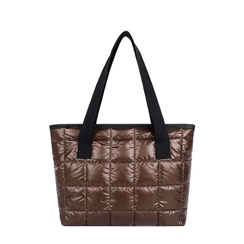 Puffer Tote Bag Gesteppte Crossbody Tasche für Frauen Puffy Geldbörse Große Laptop Handtaschen Daunen Gepolsterte Umhängetasche, Kaffee von HACODAN