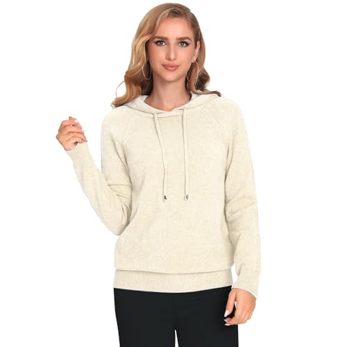 HACOOYI Hoodies für Damen, unentbehrliche Damen-Kapuzenpullover, leichtes Kapuzen-Sweatshirt, Damen-Kapuzenpullover, Strick-Kapuzenpullover, Weiss/opulenter Garten, M von HACOOYI