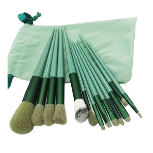 13stück Makeup Pinsel Set Super Soft Make Up Pinsel Set Mit Tragbarer Aufbewahrungstasche Make Up Tool Premium Foundation Pinsel Für Concealer Eyeshadow Lip Gloss Make Up Pinsel Kits (Green) von HADAVAKA