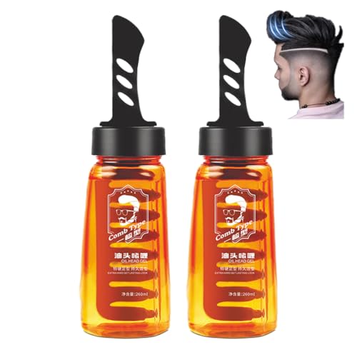 2-In-1 Men Hair Styling Gel, Head Hair Cream With Wide Tooth Comb, Strong Hold Hair Stying Gel Cream, Grooming Hairspray for Man, Long-lasting And Quick Hold, For Perfect Styling (2PCS) von HADAVAKA