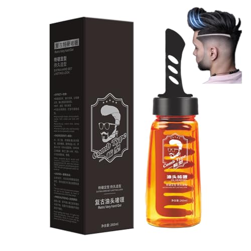 2-in-1 Haarstyling-Gel Für Männer Kopfhaar-Creme Mit Breitem Zahnkamm Starker Halt Haarstyling-Gel-Creme Haarspray Für Männer Lang Anhaltender Und Schneller Halt Für Perfektes Styling (1PC) von HADAVAKA