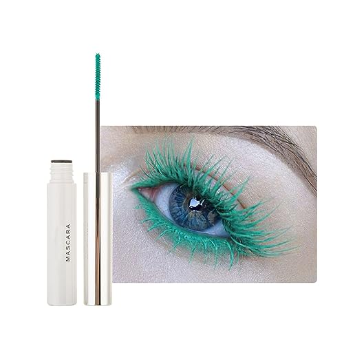 2PCS Wasserfeste Wimperntusche Eyelash Primer, farbenfrohe Fiber Extra Long Voluminous Lash Mascara, Volumen, Schwung, Verlängerung & Smudge Free Mascara (06# Emerald) von HADAVAKA