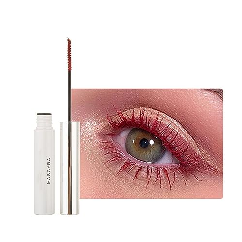2PCS Wasserfeste Wimperntusche Eyelash Primer, farbenfrohe Fiber Extra Long Voluminous Lash Mascara, Volumen, Schwung, Verlängerung & Smudge Free Mascara (11# Dark Red) von HADAVAKA