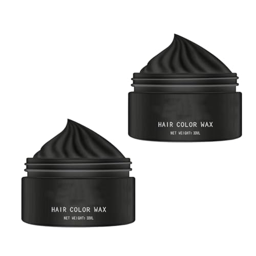 2pcs Temporäre Haarfarbe Wachs, Einmalige Temporäre Modellierung Farbe Haarfarbe Wachs, Leicht Waschbar Instant Haarfarbe, Temporäre Haarfarbe Für Männer, Frauen, Party Oder Cosplay (Black) von HADAVAKA