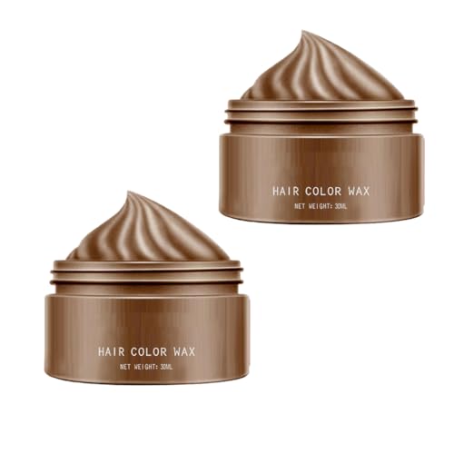 2pcs Temporäre Haarfarbe Wachs, Einmalige Temporäre Modellierung Farbe Haarfarbe Wachs, Leicht Waschbar Instant Haarfarbe, Temporäre Haarfarbe Für Männer, Frauen, Party Oder Cosplay (Brown) von HADAVAKA