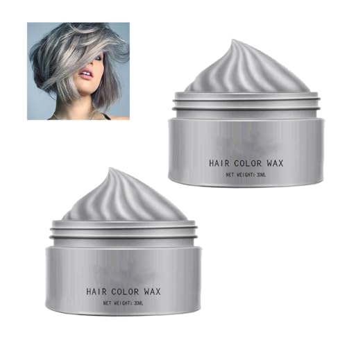 2pcs Temporäre Haarfarbe Wachs, Einmalige Temporäre Modellierung Farbe Haarfarbe Wachs, Leicht Waschbar Instant Haarfarbe, Temporäre Haarfarbe Für Männer, Frauen, Party Oder Cosplay (Grey) von HADAVAKA