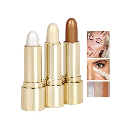 3D Facial Shaping Contour Highlighting Stick, Integrated Cream Makeup Stick For Contour & Highlighter, Portable Highlighter Stick, Highly Pigmented Shimmer Highlighter, For All Skin Tones (3PCS) von HADAVAKA